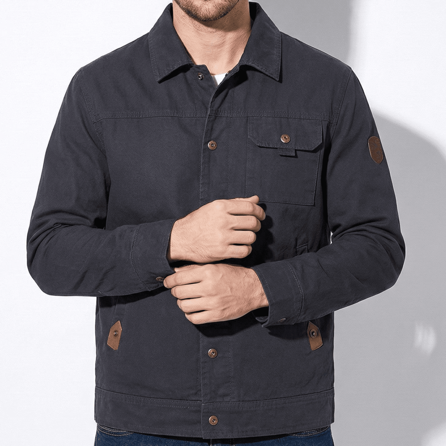 Owen - Men’s Utility Jacket for Casual Wear - Utility Jacket - Navy Blue - Jones & Smith
