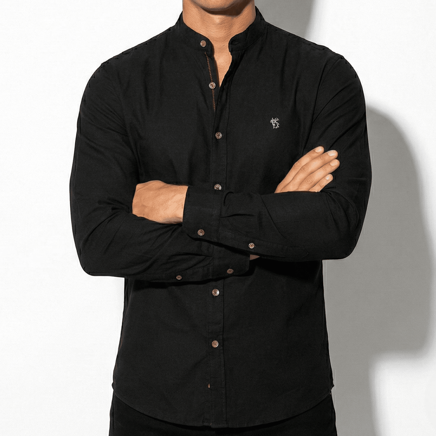 Patrick - Men's Modern Long - Sleeved Polo Shirt - Tops, T-shirts & Shirts - Black - Jones & Smith