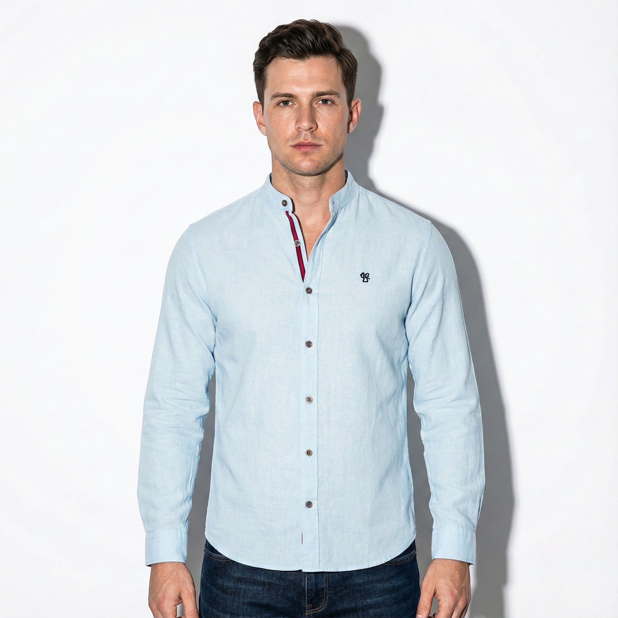 Patrick - Men's Modern Long - Sleeved Polo Shirt - Tops, T-shirts & Shirts - Light Blue - Jones & Smith