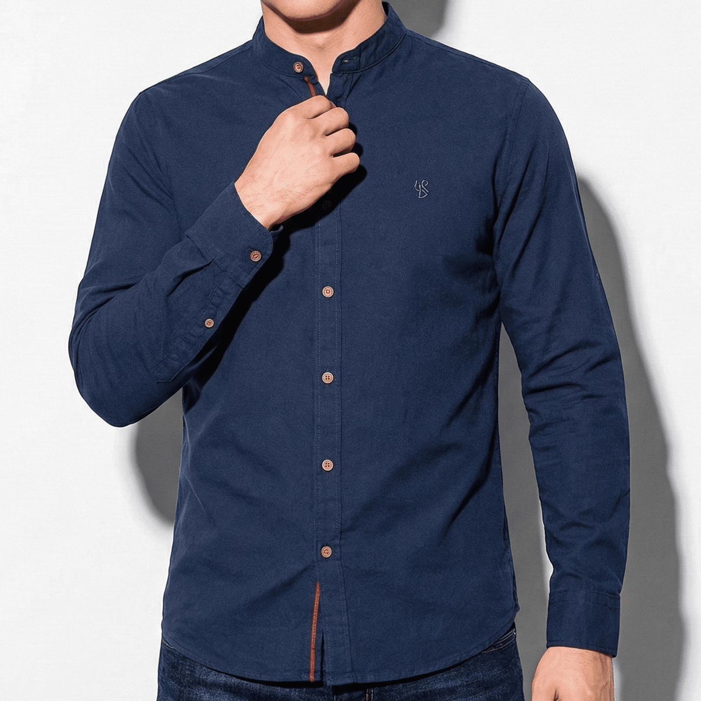 Patrick - Men's Modern Long - Sleeved Polo Shirt - Tops, T-shirts & Shirts - Navy Blue - Jones & Smith