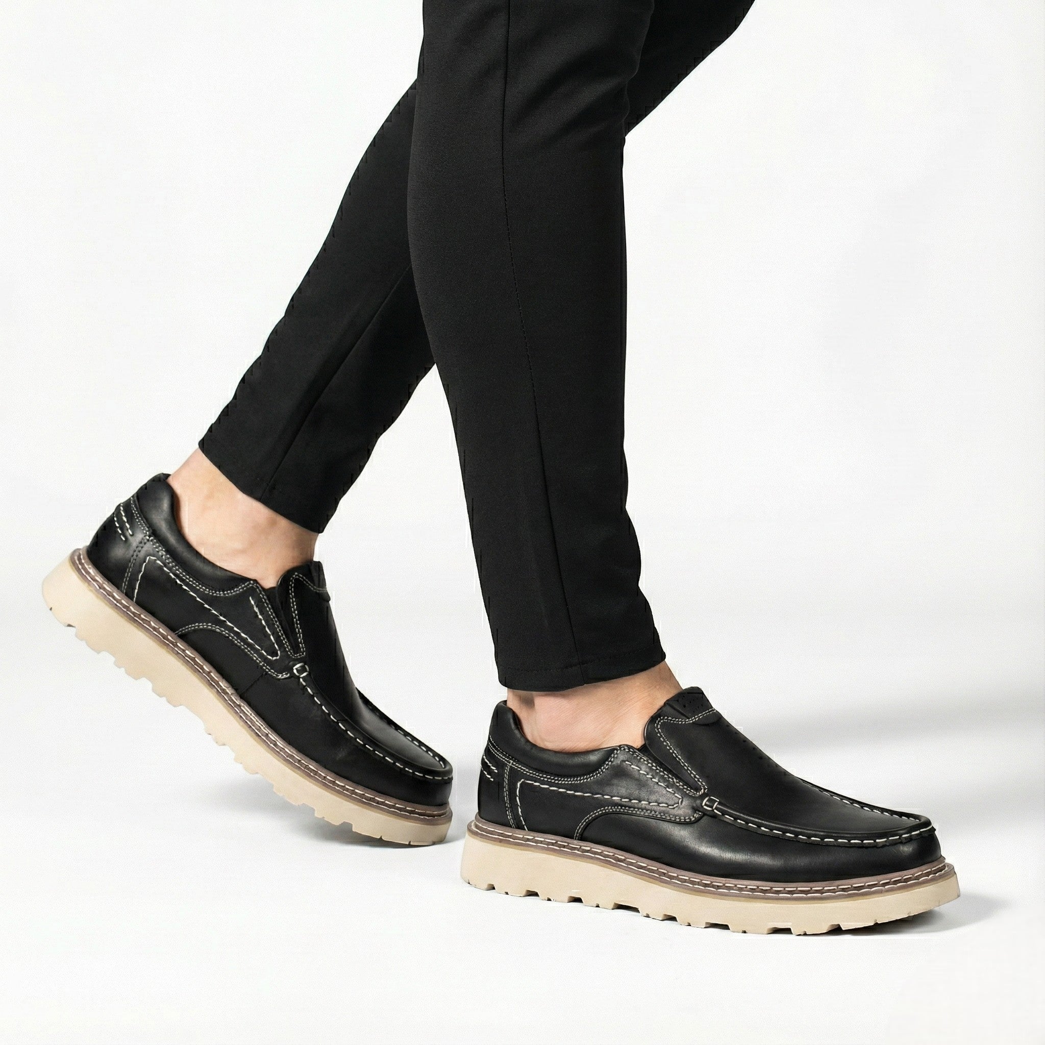 Richard - Men's Leather Loafers with Non - Slip Sole - Shoes - Black - Jones & Smith