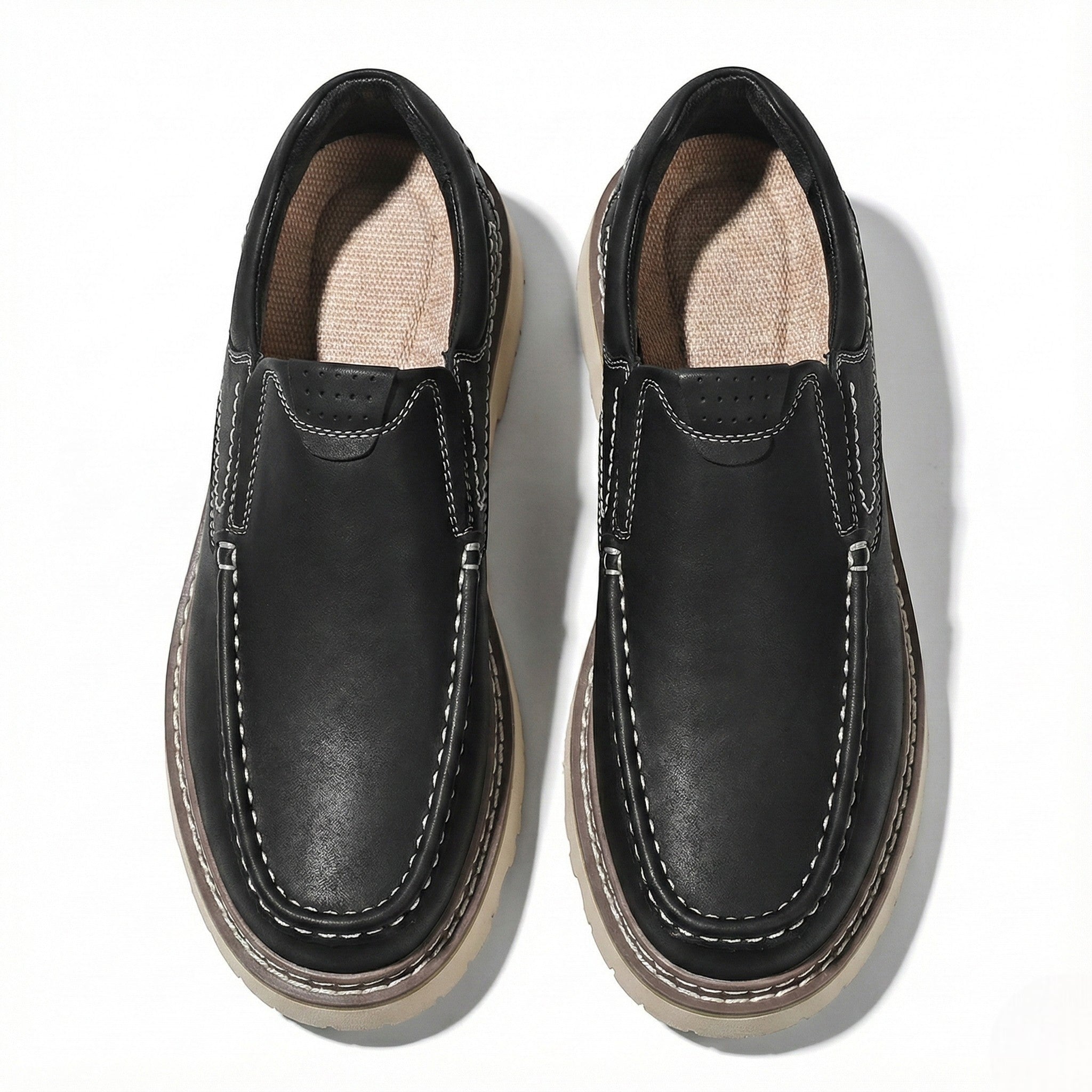 Richard - Men's Leather Loafers with Non - Slip Sole - Shoes - Black - Jones & Smith