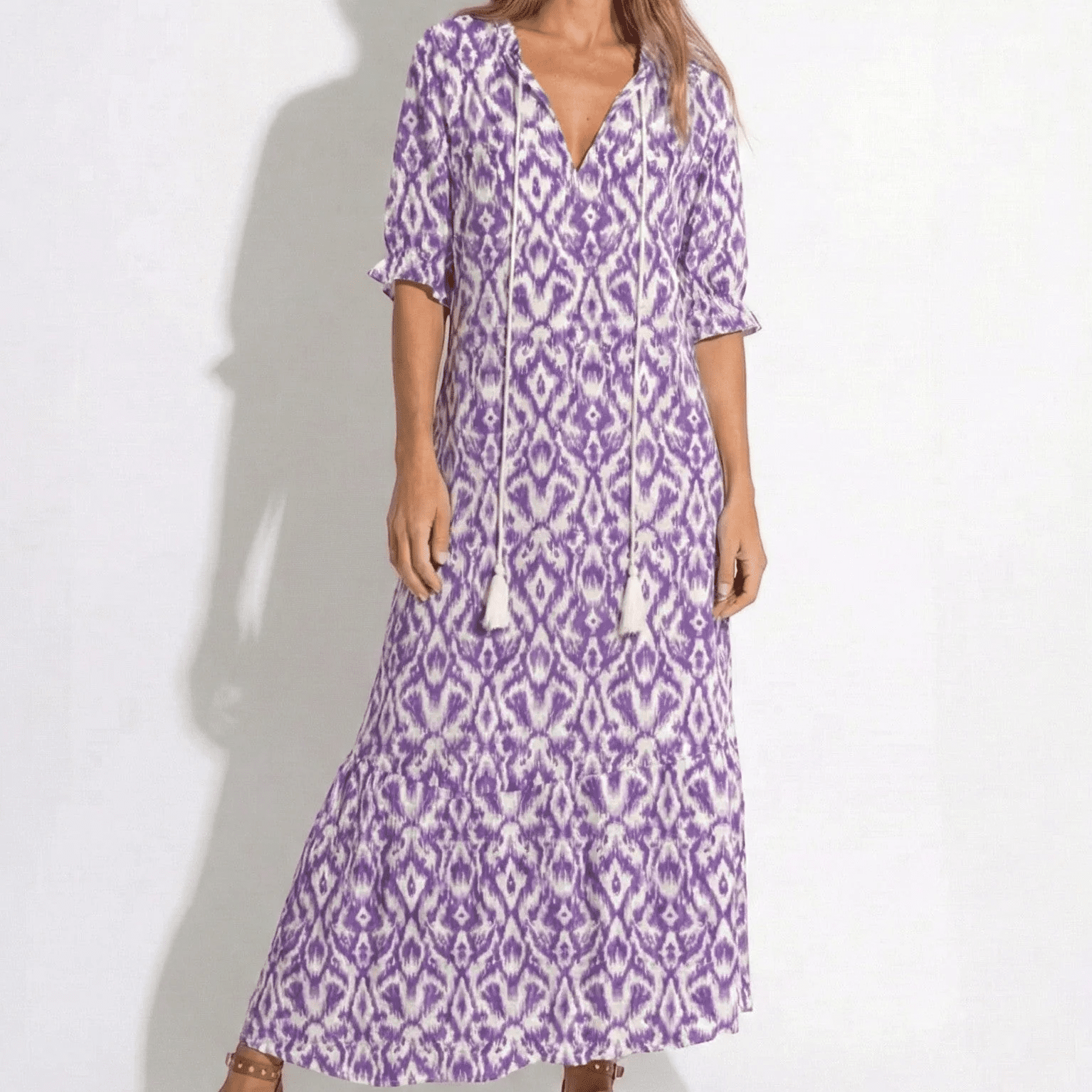 Riley - Women's Floral V - Neck Maxi Dress - Dress - Purple - Jones & Smith