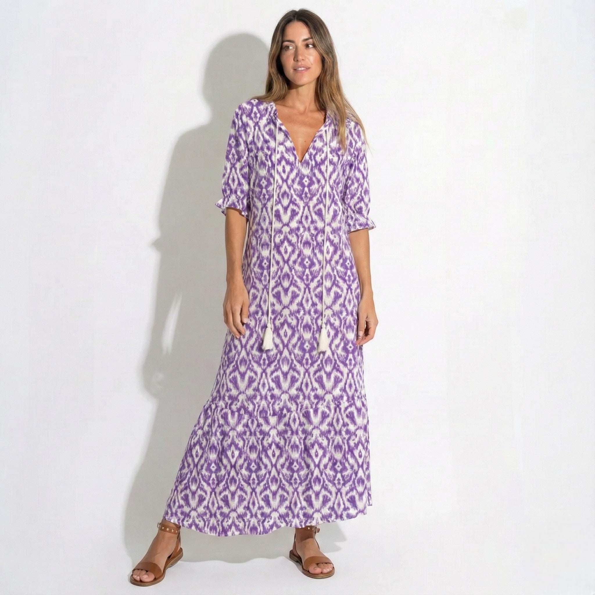 Riley - Women's Floral V - Neck Maxi Dress - Dress - Purple - Jones & Smith