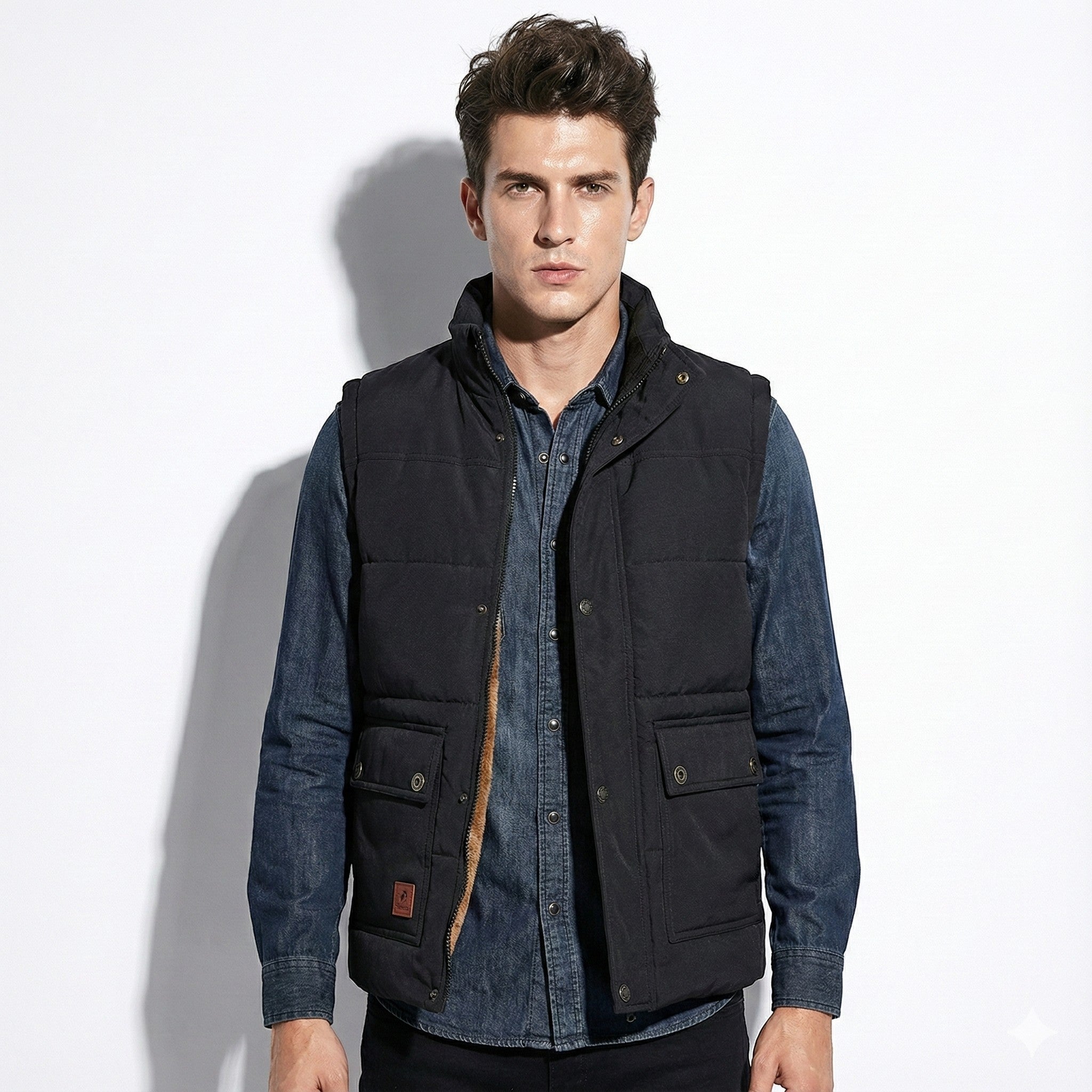 Robert - Men's Regular - Fit Padded Sleeveless Vest - Jackets & Coats - Black - Jones & Smith