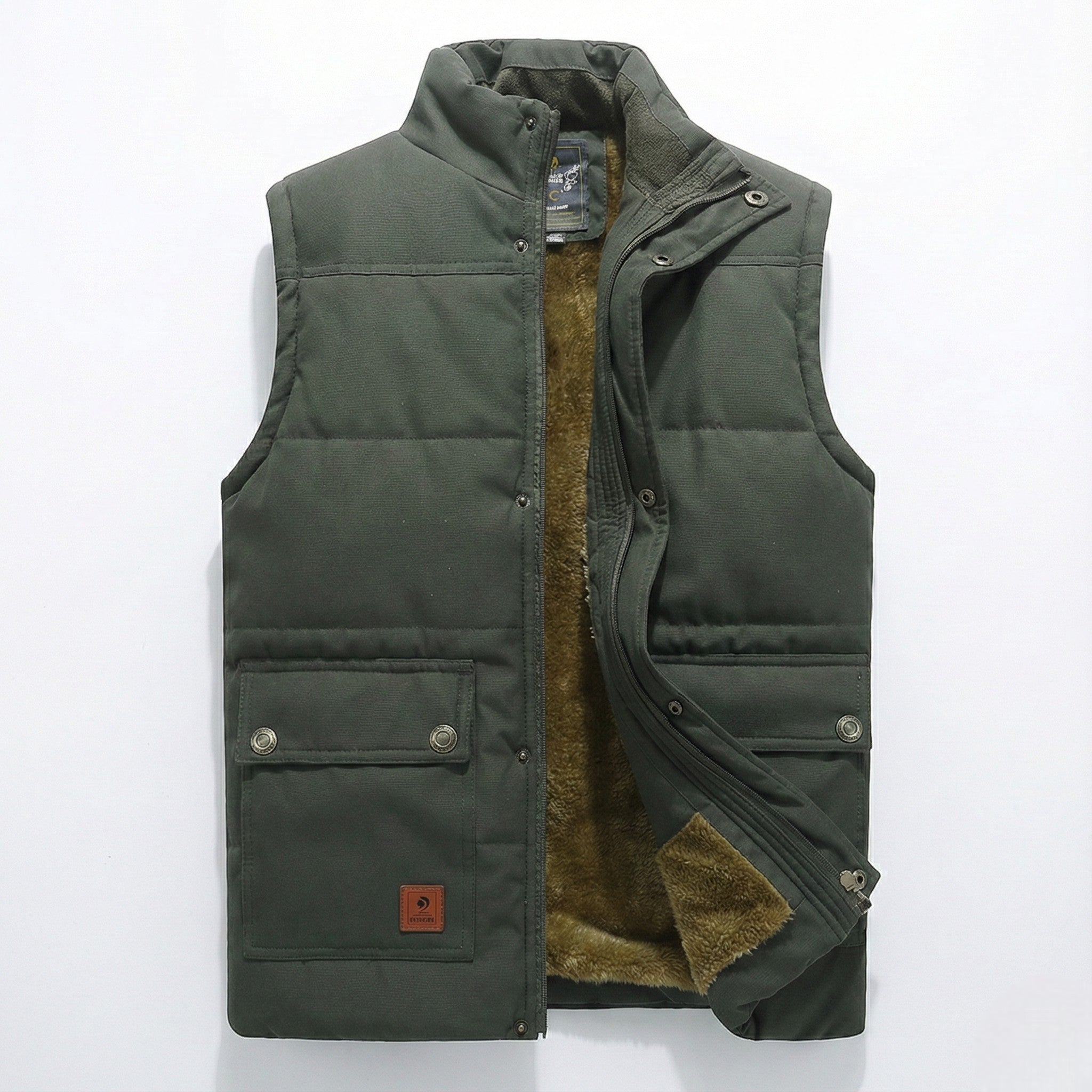 Robert - Men's Regular - Fit Padded Sleeveless Vest - Jackets & Coats - Army Green - Jones & Smith