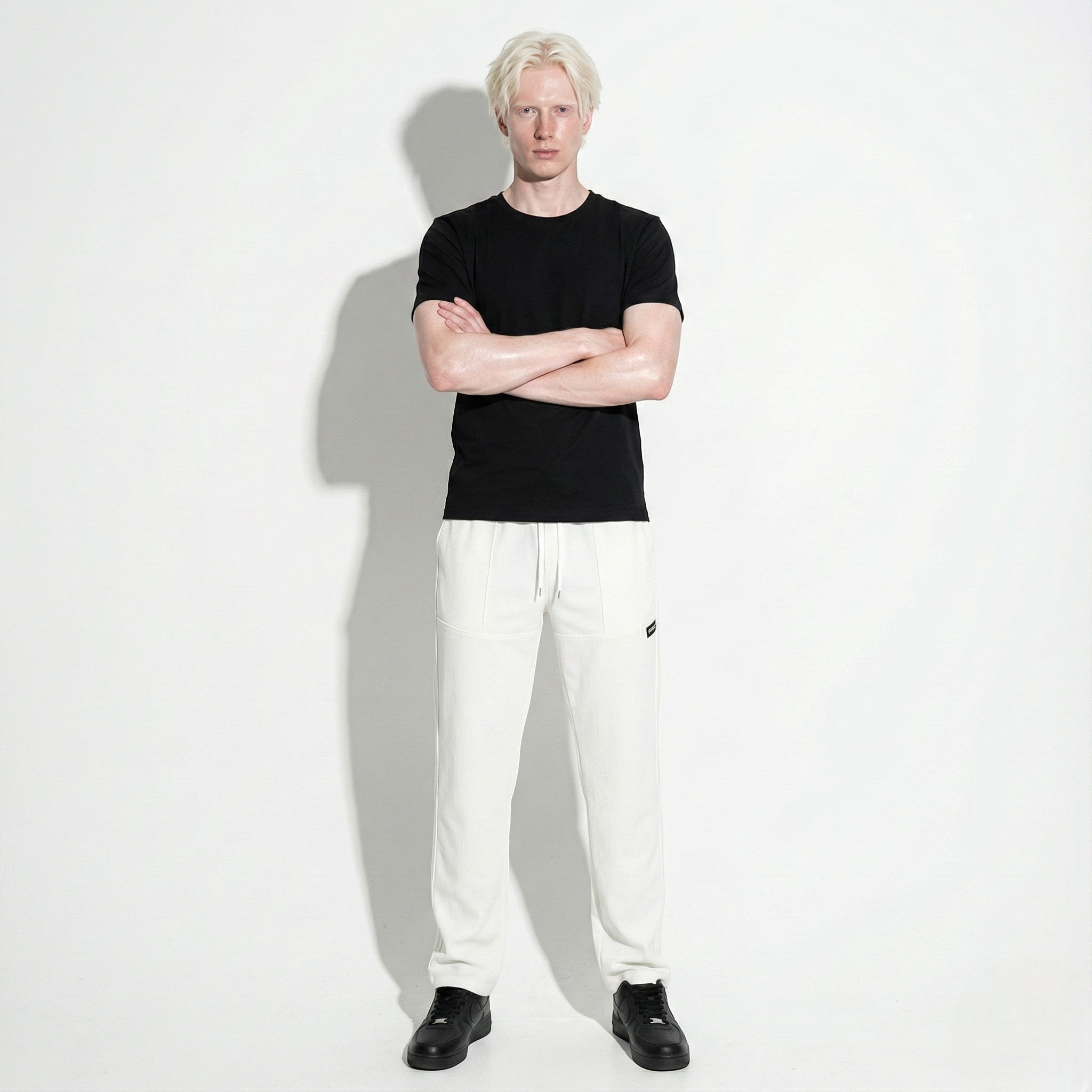 Robert - Men's Relaxed Fit Trousers with Pockets - Pants - White - Jones & Smith