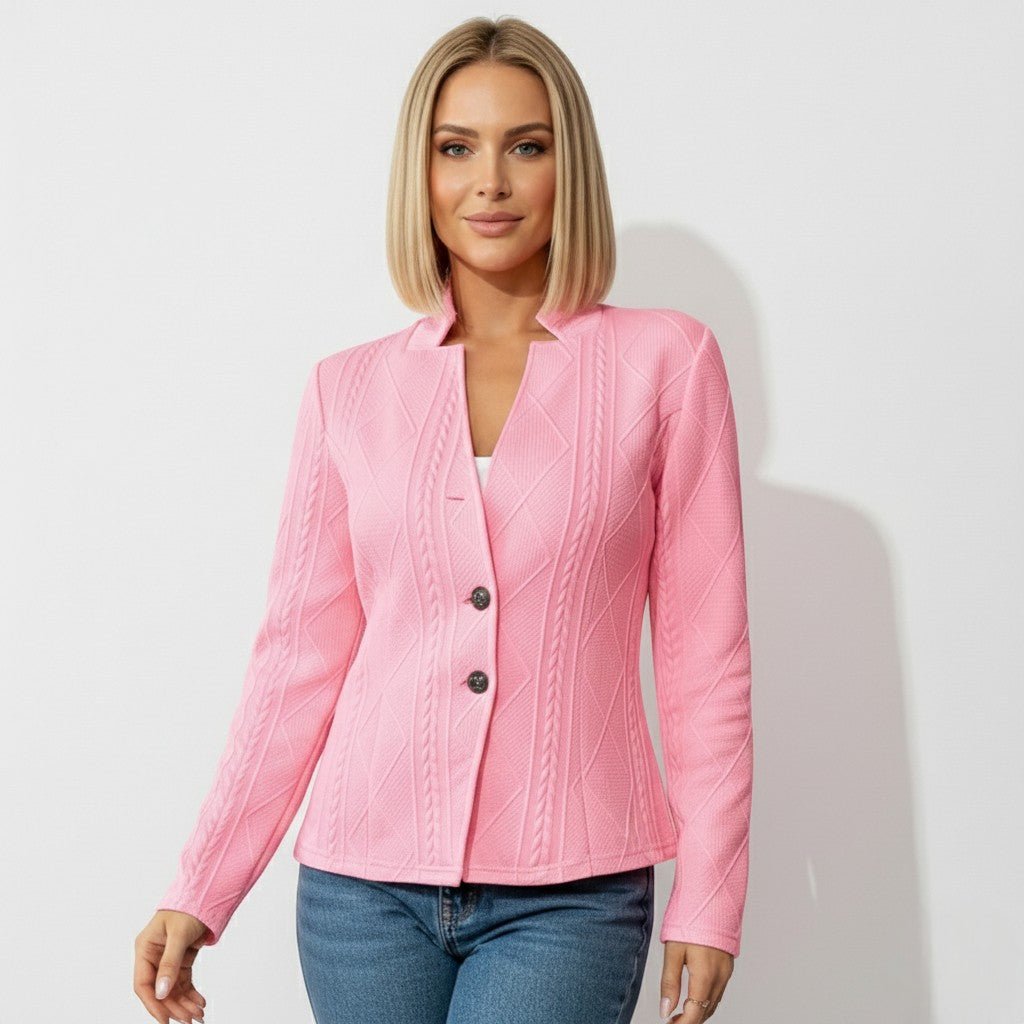 Sally - Women's Buttoned Tailored Blazer - Blazers - Light Pink - Jones & Smith
