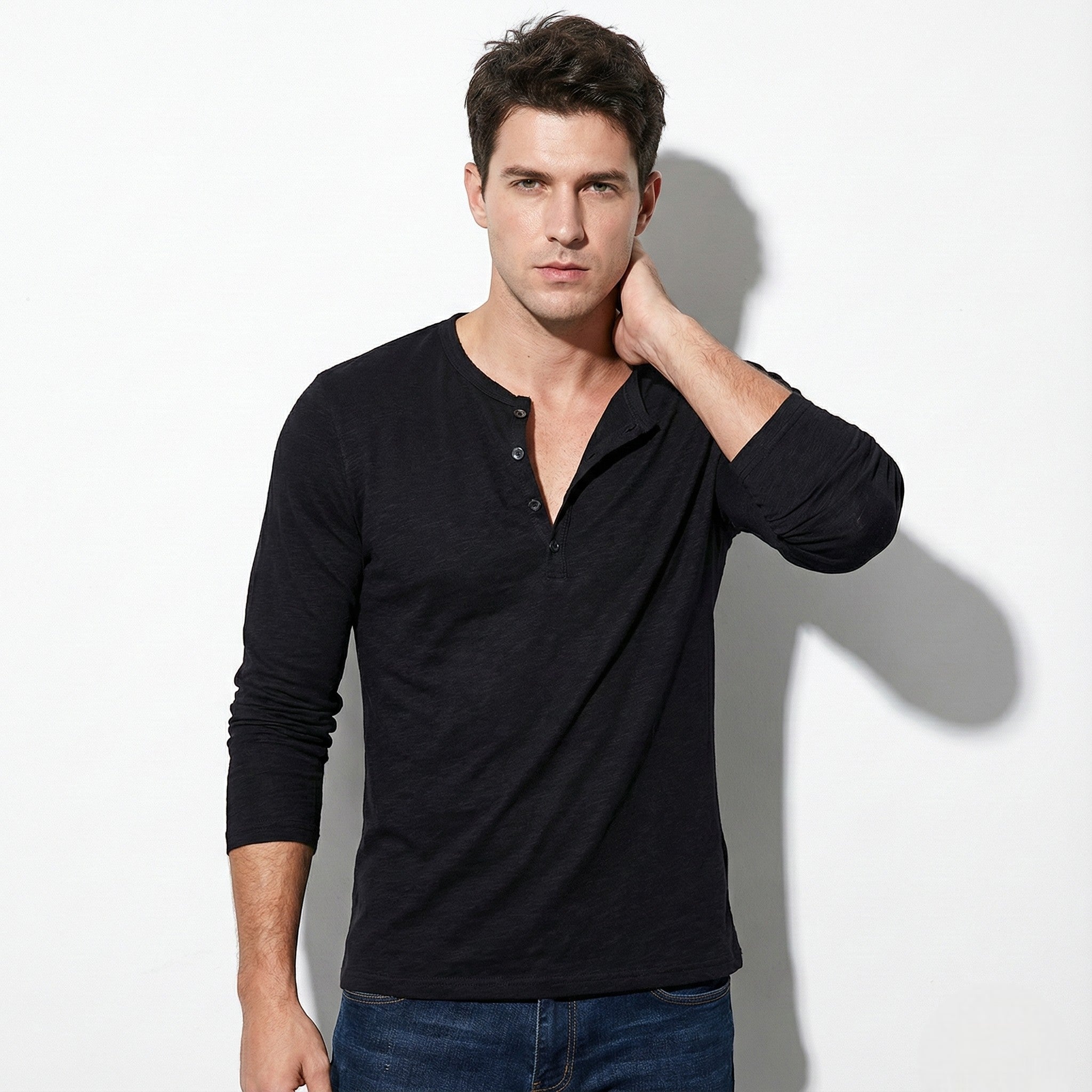 Samuel - Men’s Long Sleeve Button - Front Shirt - Shirt - Black - Jones & Smith
