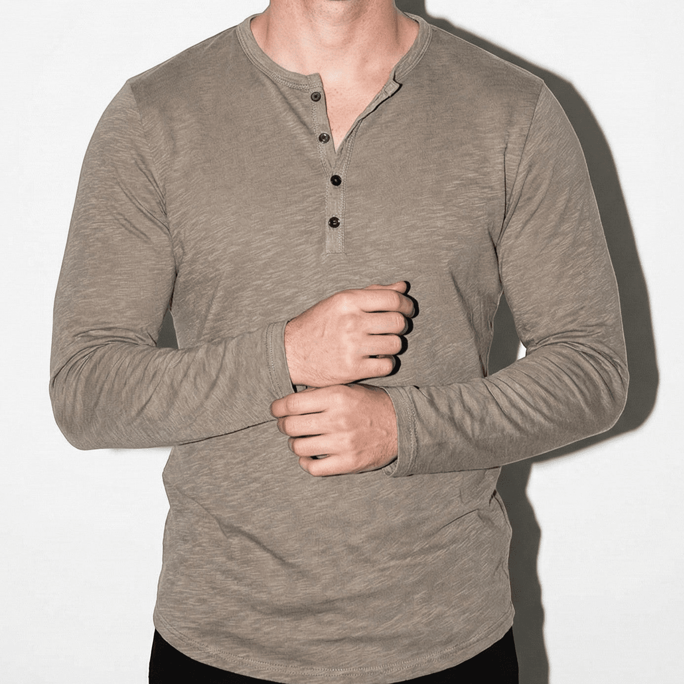 Samuel - Men’s Long Sleeve Button - Front Shirt - Shirt - Khaki - Jones & Smith