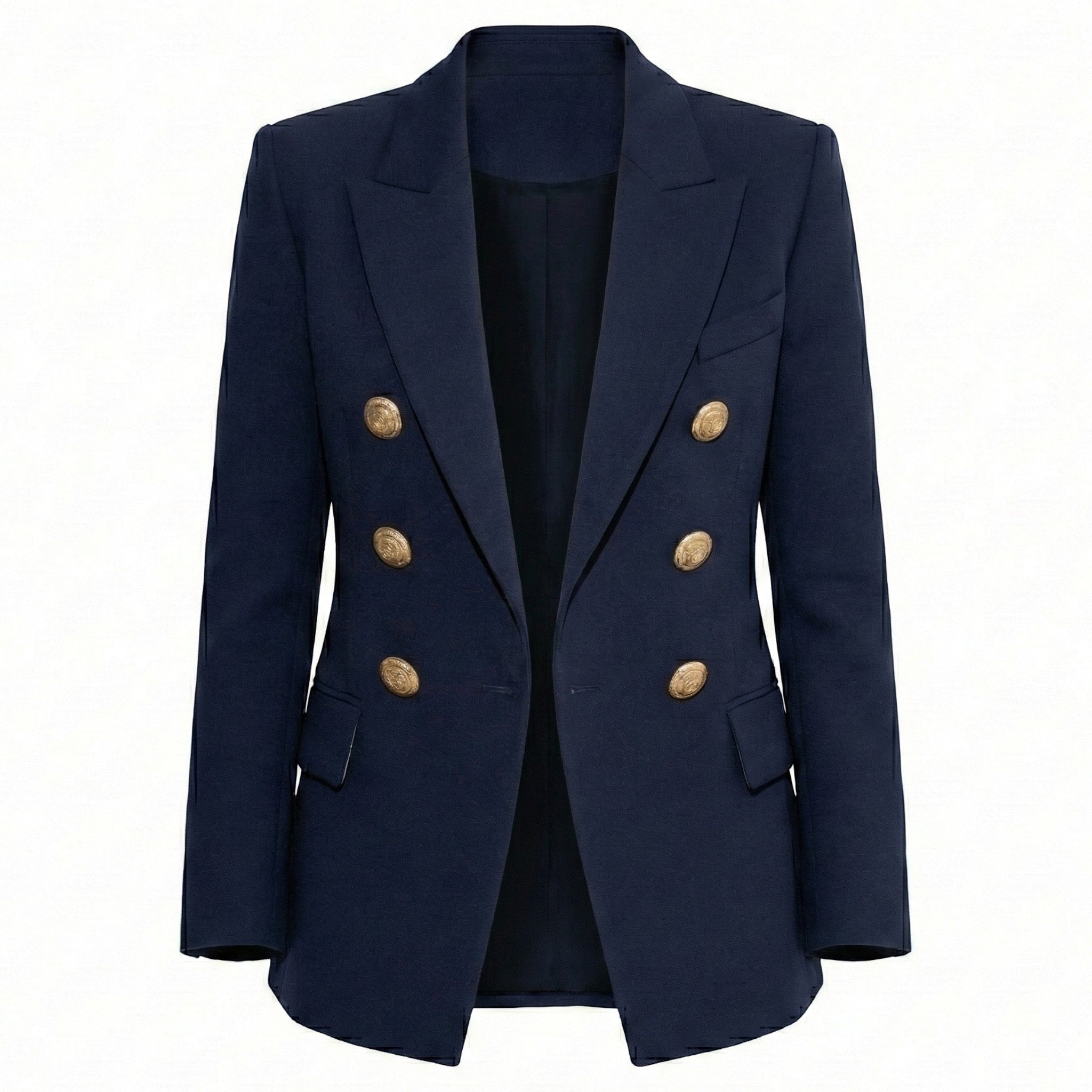 Sarah - Women's Tailored Double Breasted Blazer with Gold Buttons - Jackets - Blue - Jones & Smith