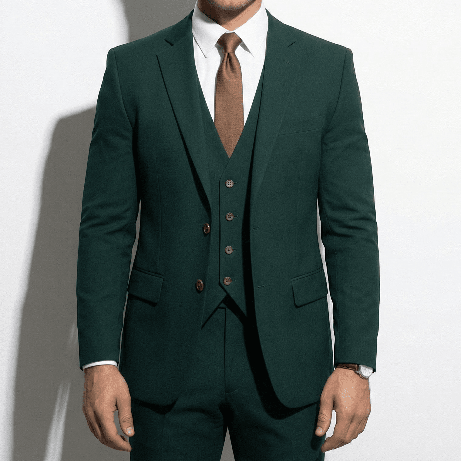 Simon - Men’s Formal Three - Piece Suit with Blazer, Waistcoat, and Trousers - Sets - Dark Green - Jones & Smith