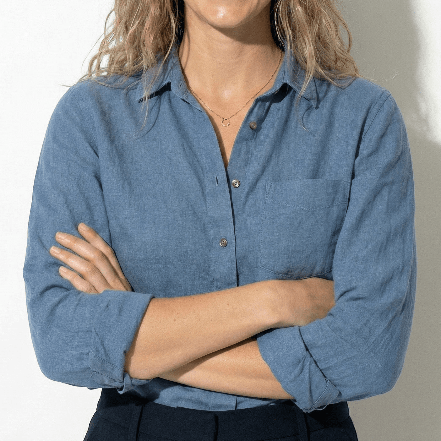 Sofia – Women's Cotton Polo Blouse - Blouses - Blue - Jones & Smith