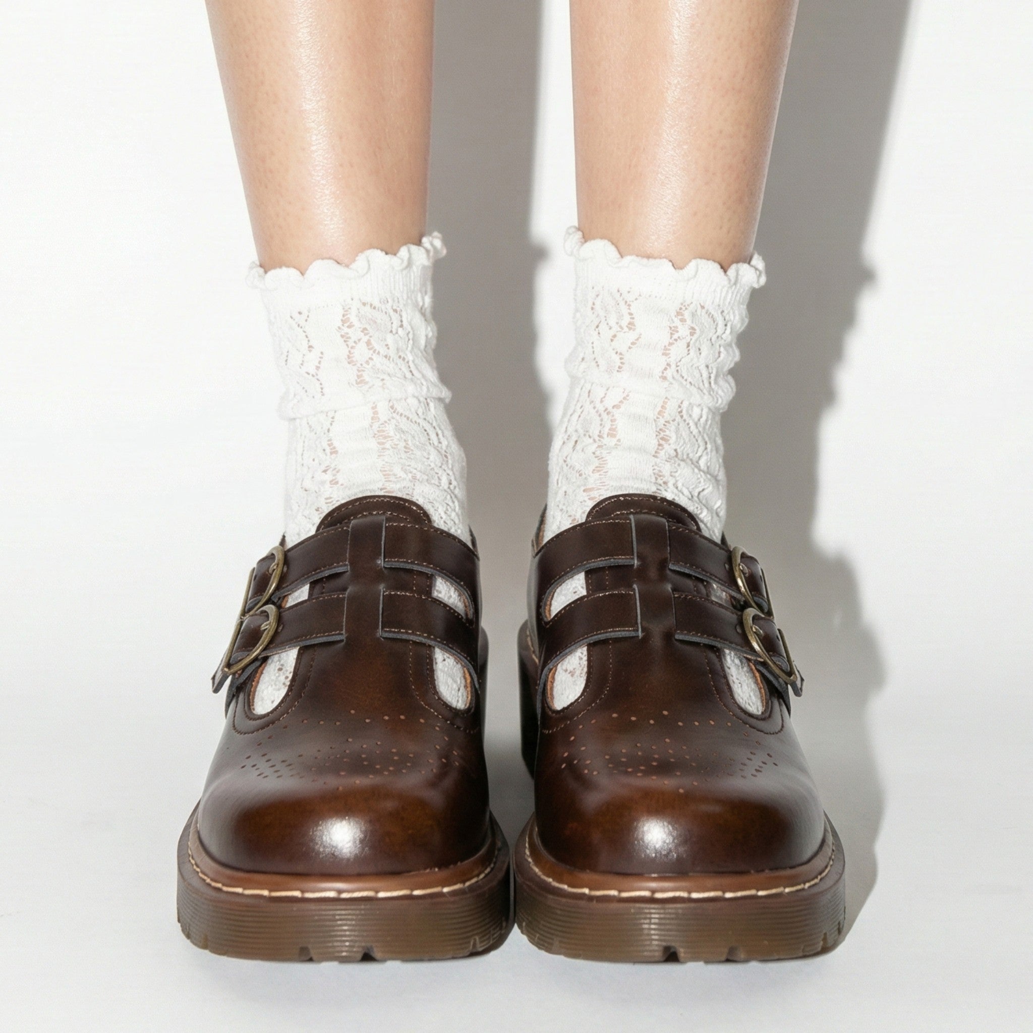 Sophia - Women's Mary Jane Shoes with Double Buckle Strap - Shoes - Brown - Jones & Smith