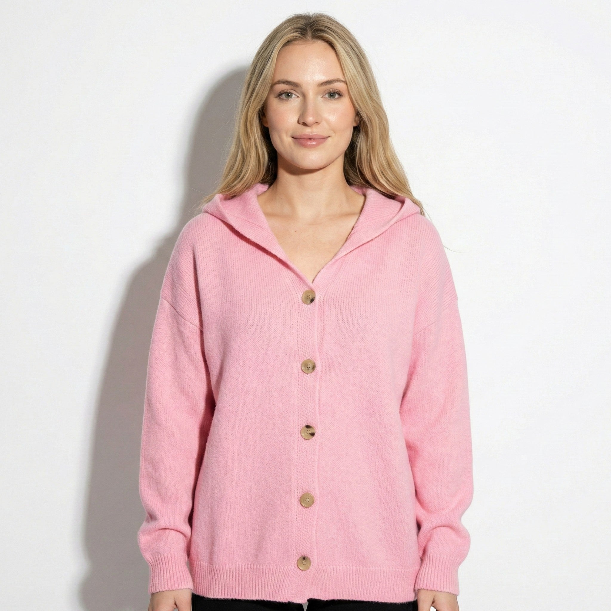Sophie - Women's Knit Cardigan with Hood - Cardigans - Pink - Jones & Smith