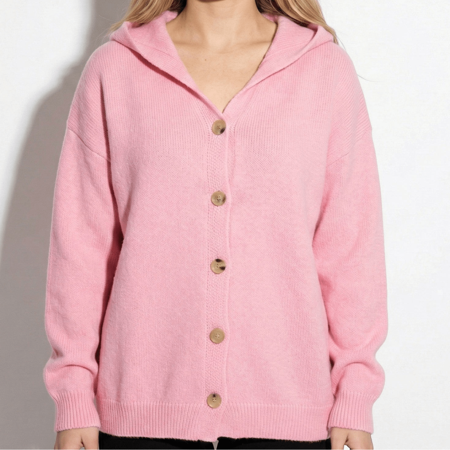 Sophie - Women's Knit Cardigan with Hood - Cardigans - Pink - Jones & Smith