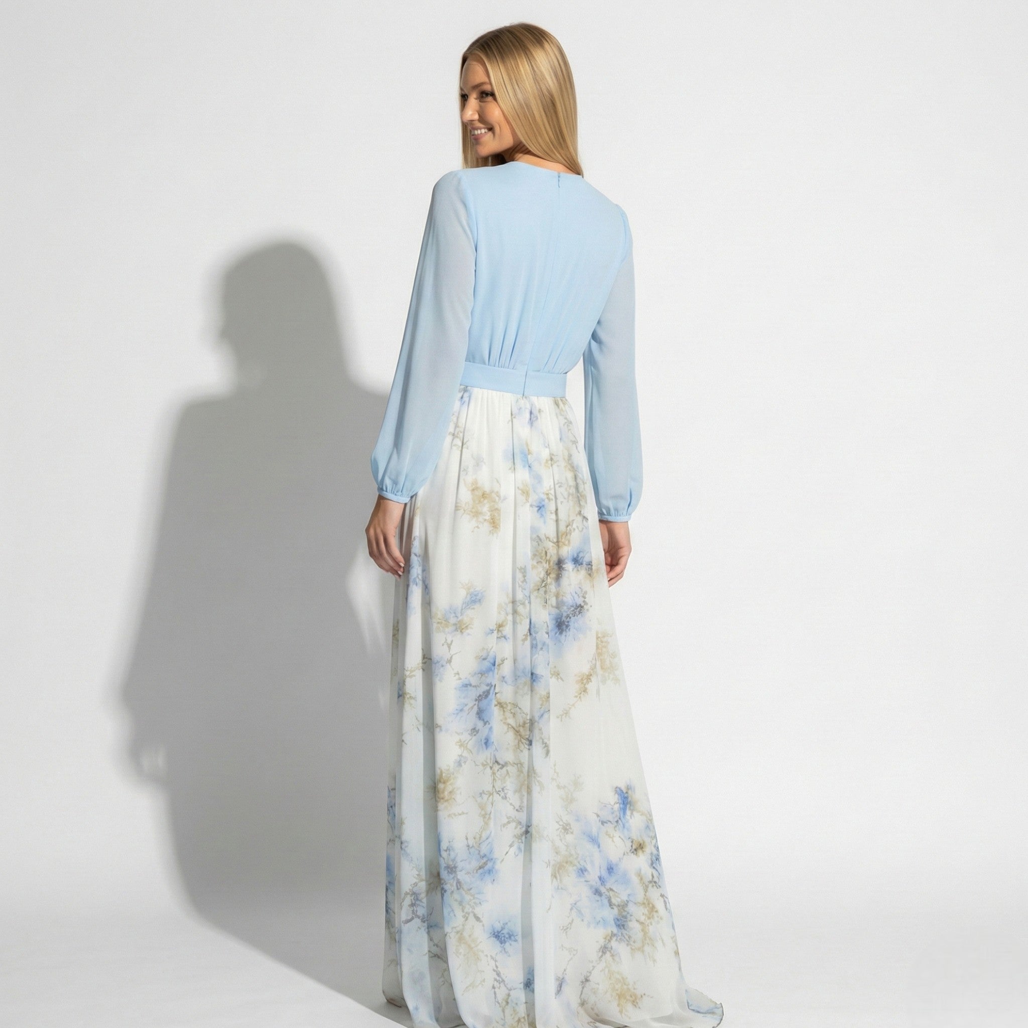 Sophie - Women's Long - Sleeve and V - Neck Floral Maxi Dress - Dresses - Floral - Jones & Smith