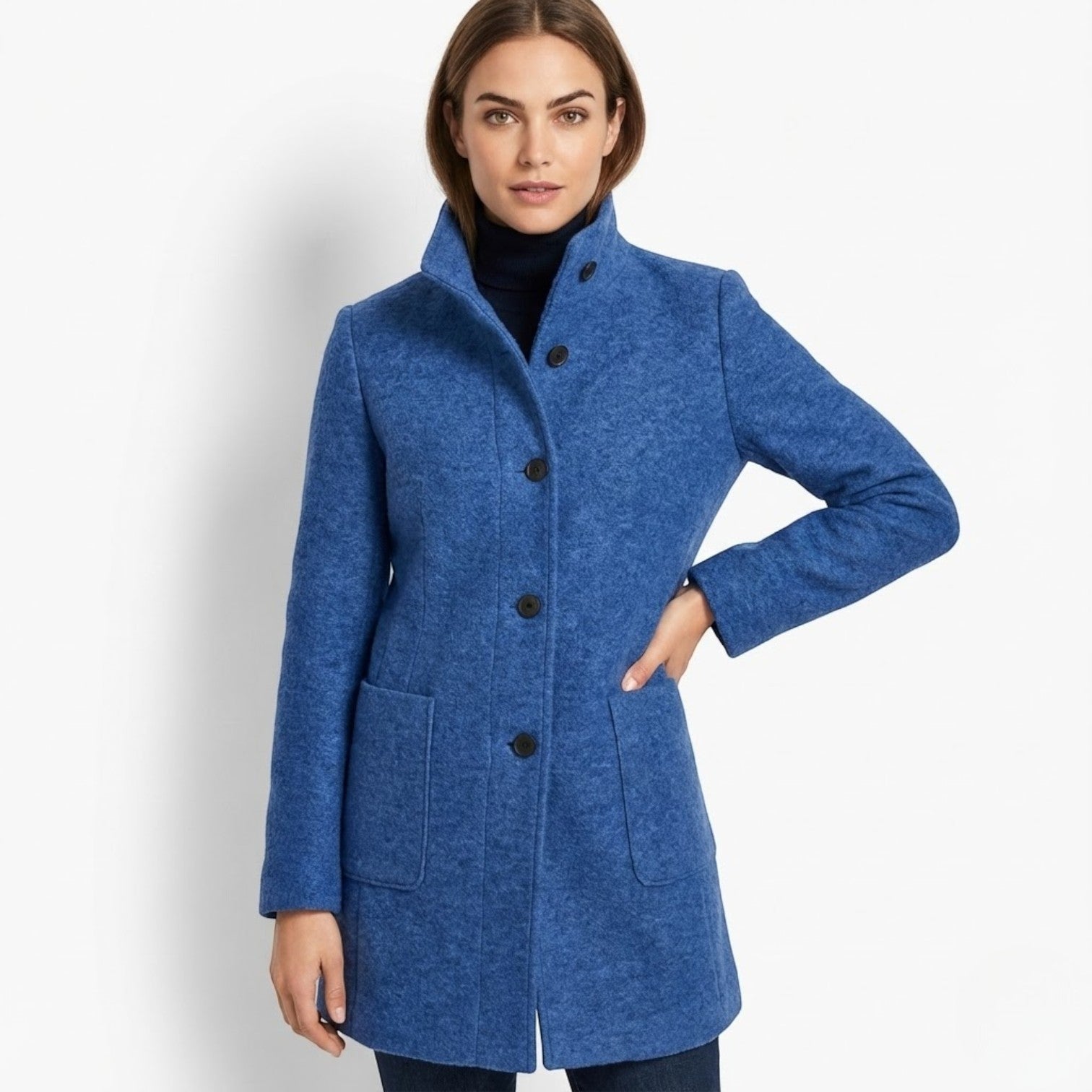Soraya – Women's Wool Coat - Trench Coats - Blue - Jones & Smith