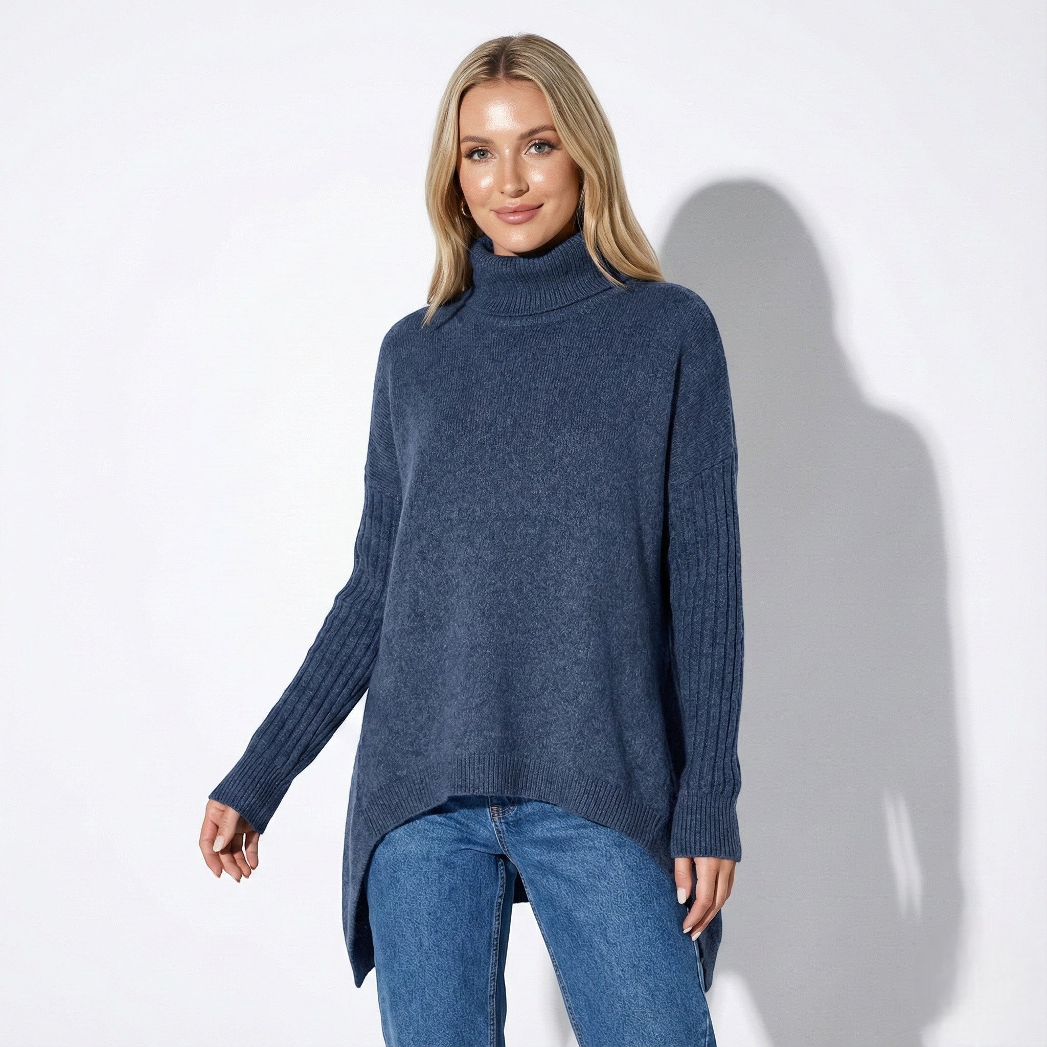 Sorelle – Women’s Wool Turtleneck Jumper for Winter - Sweater - Navy - Jones & Smith