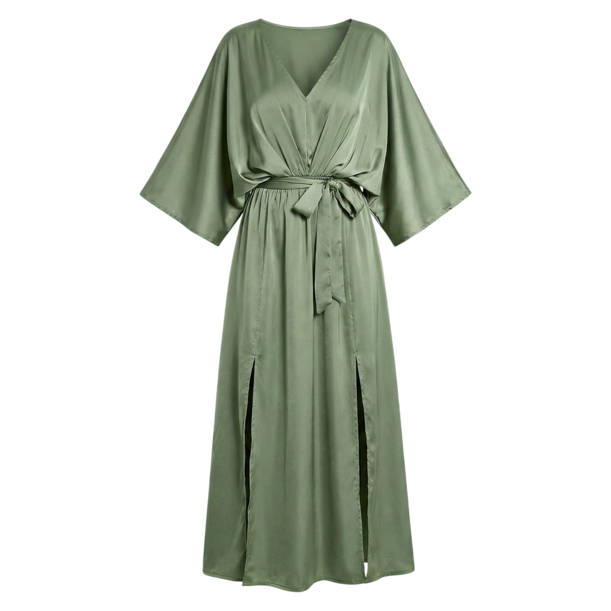 Thea - Women's V - Neck Batwing Sleeve Maxi Dress - Dress - Green - Jones & Smith