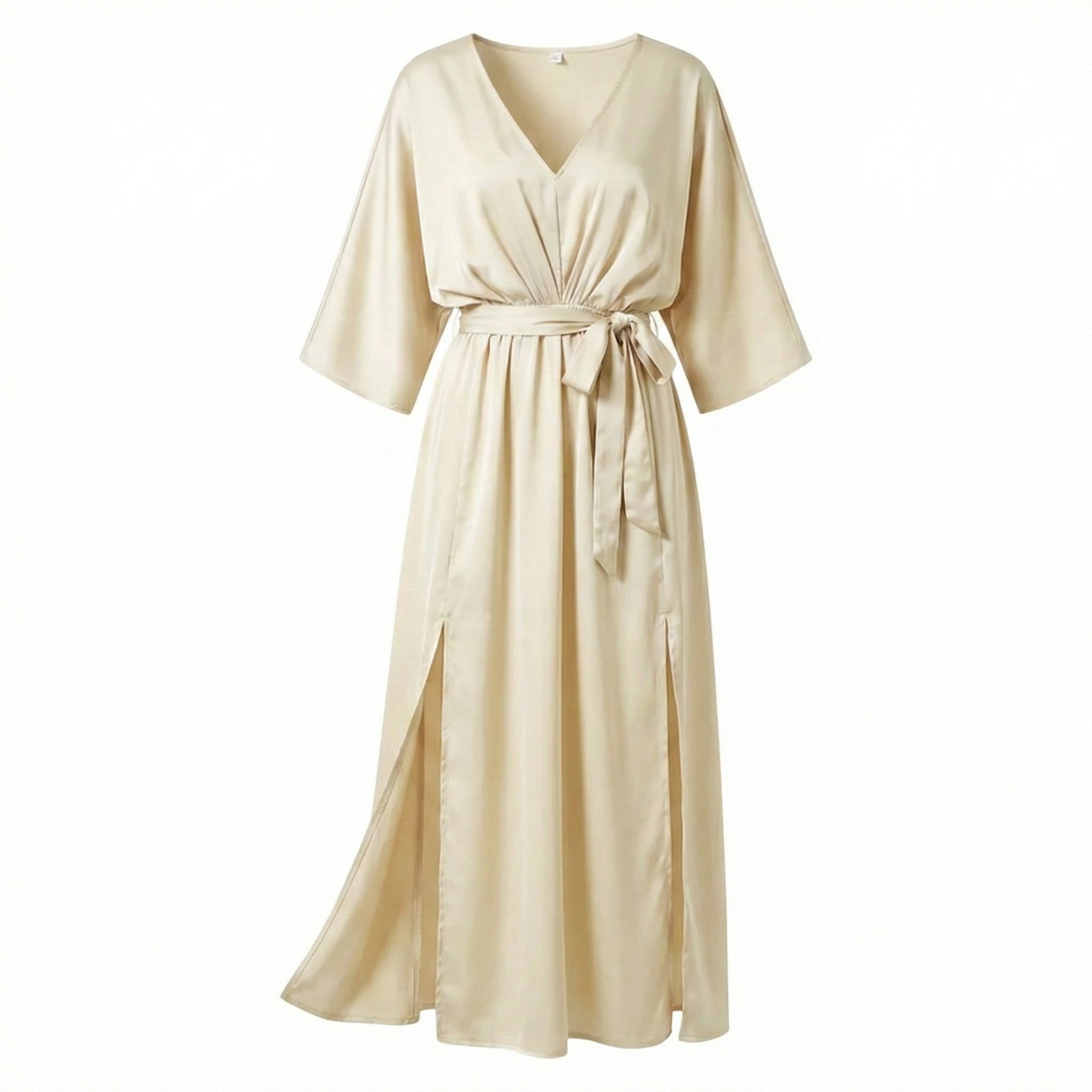 Thea - Women's V - Neck Batwing Sleeve Maxi Dress - Dress - Champagne - Jones & Smith
