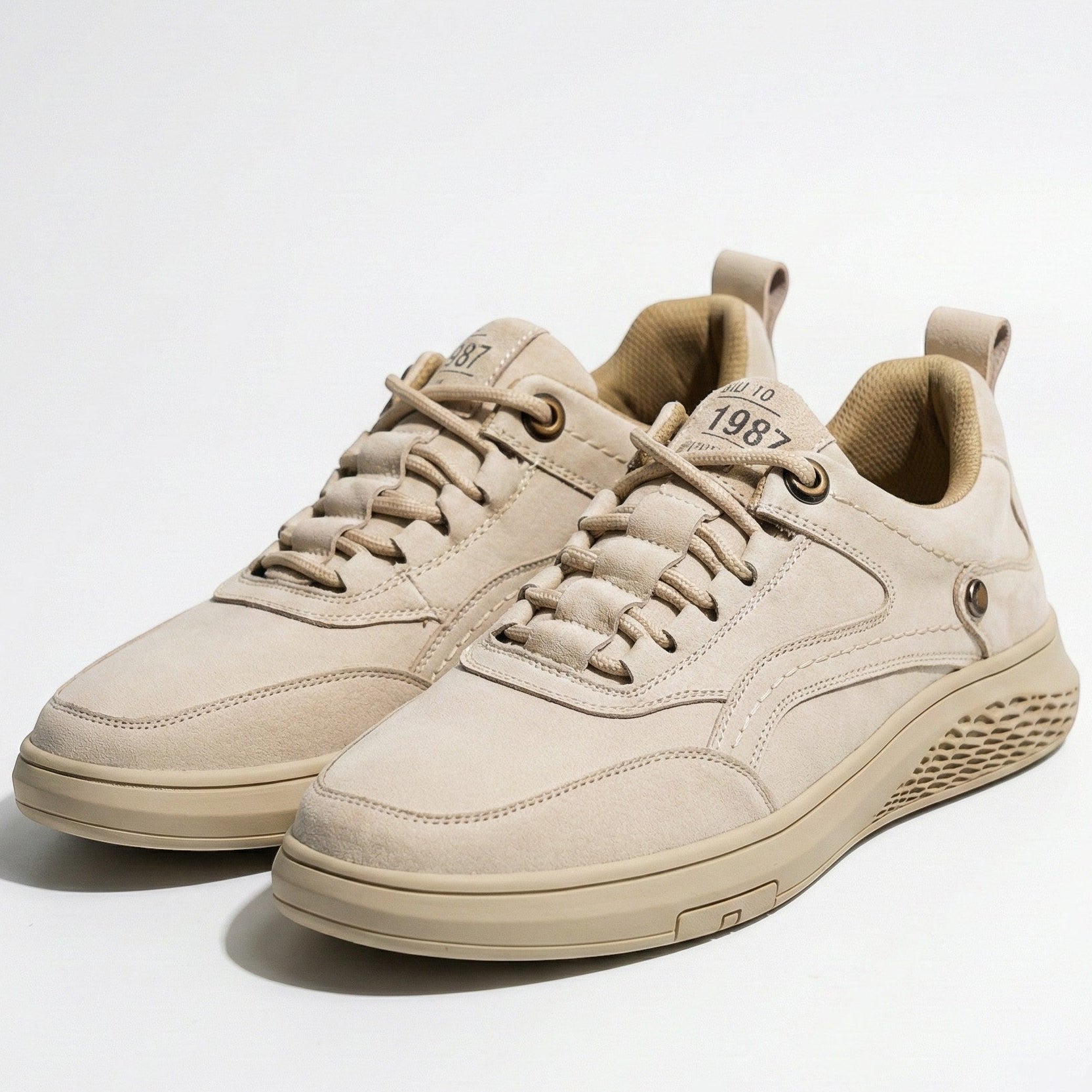 Thomas - Men’s Breathable Suede Sneakers - Shoes - Sand - Jones & Smith