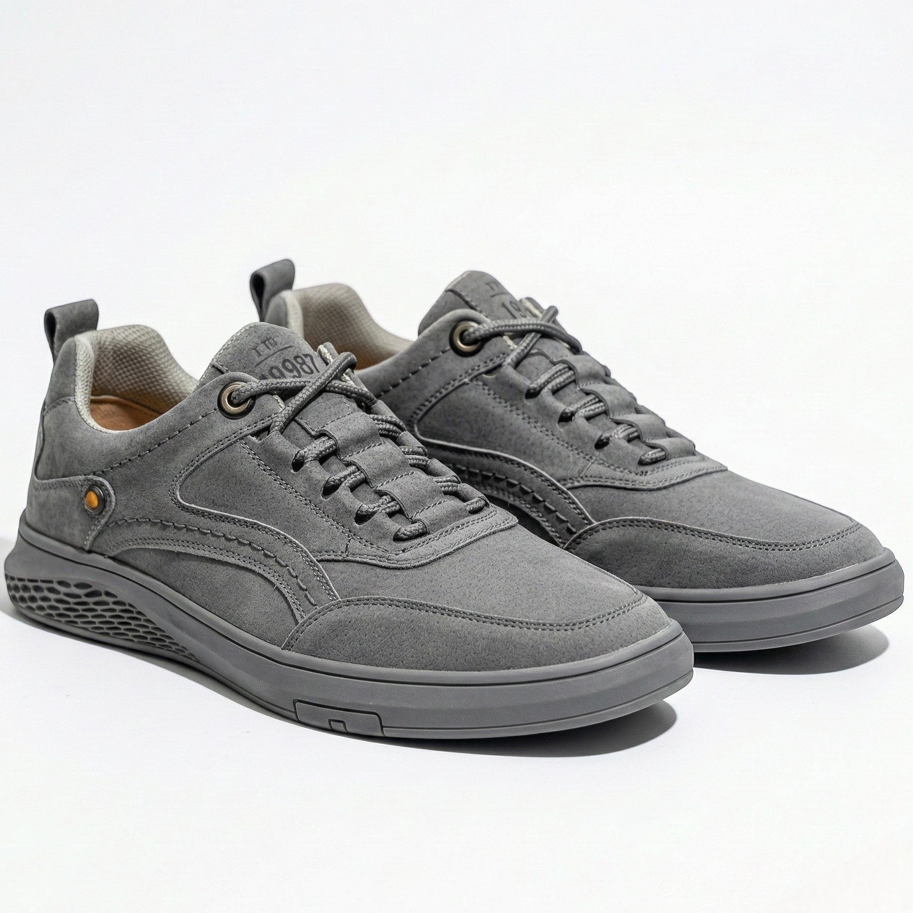 Thomas - Men’s Breathable Suede Sneakers - Shoes - Grey - Jones & Smith