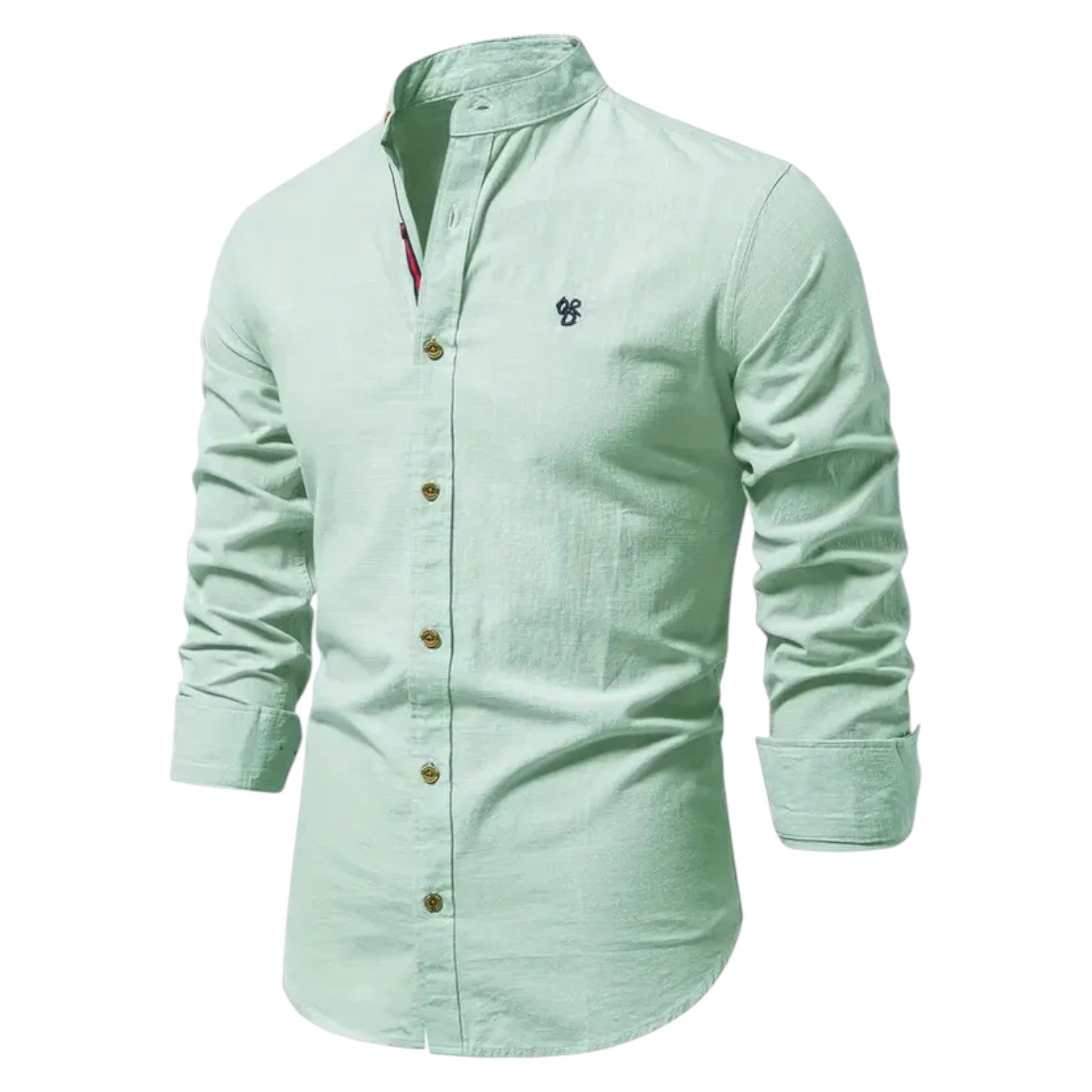 Thomas - Men's Stylish Button - Down Shirt with Stand - Up Collar - Shirt - Light Green - Jones & Smith