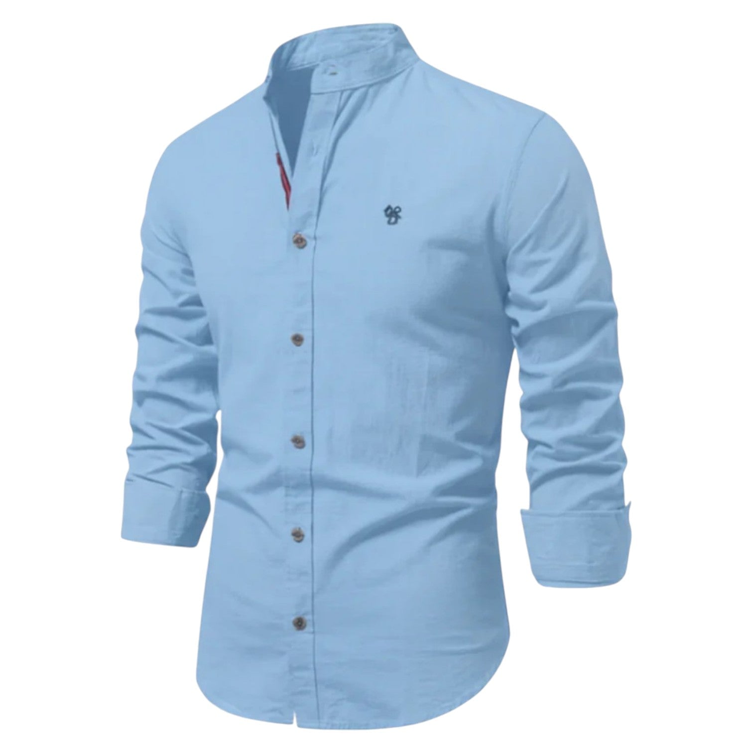 Thomas - Men's Stylish Button - Down Shirt with Stand - Up Collar - Shirt - Light Blue - Jones & Smith