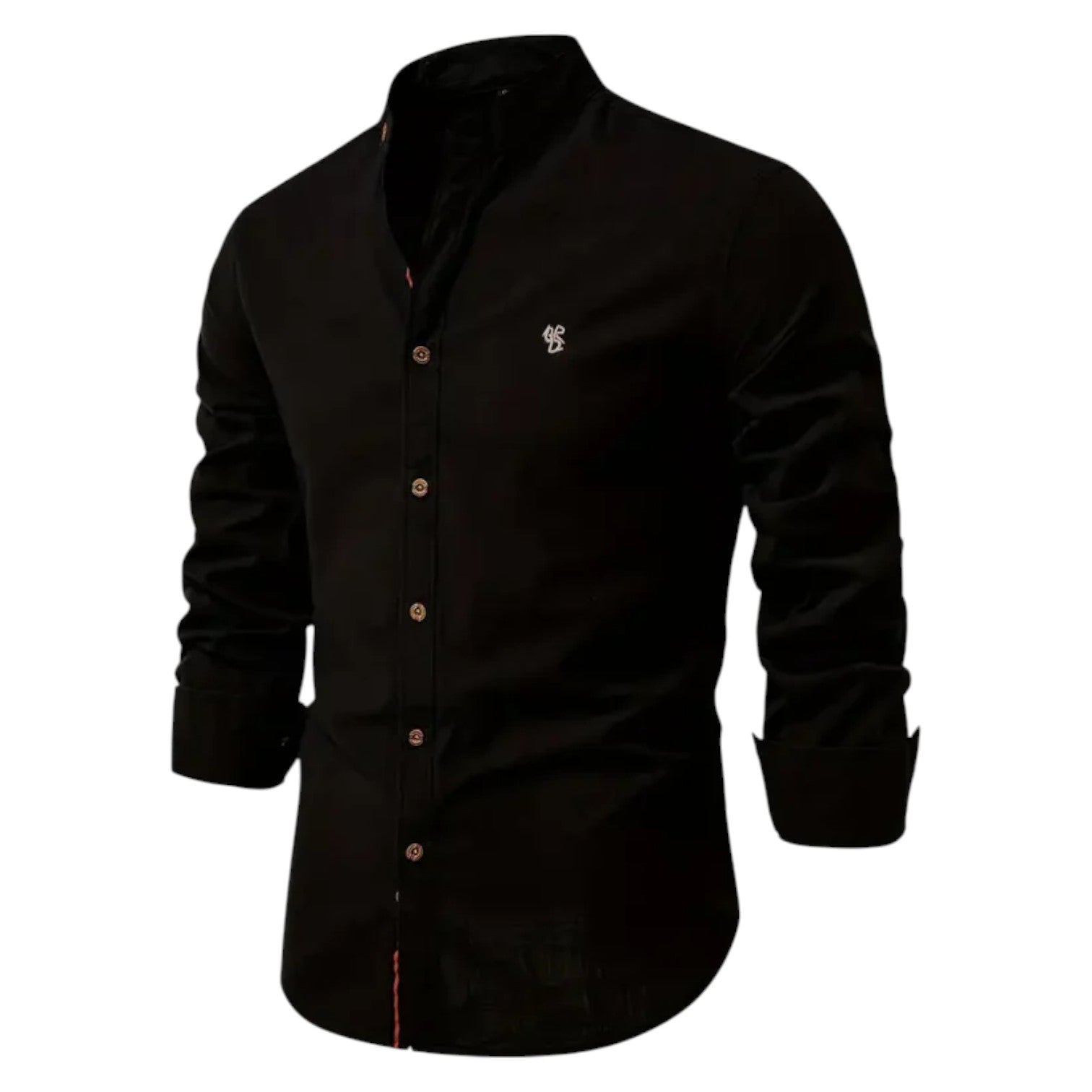 Thomas - Men's Stylish Button - Down Shirt with Stand - Up Collar - Shirt - Black - Jones & Smith