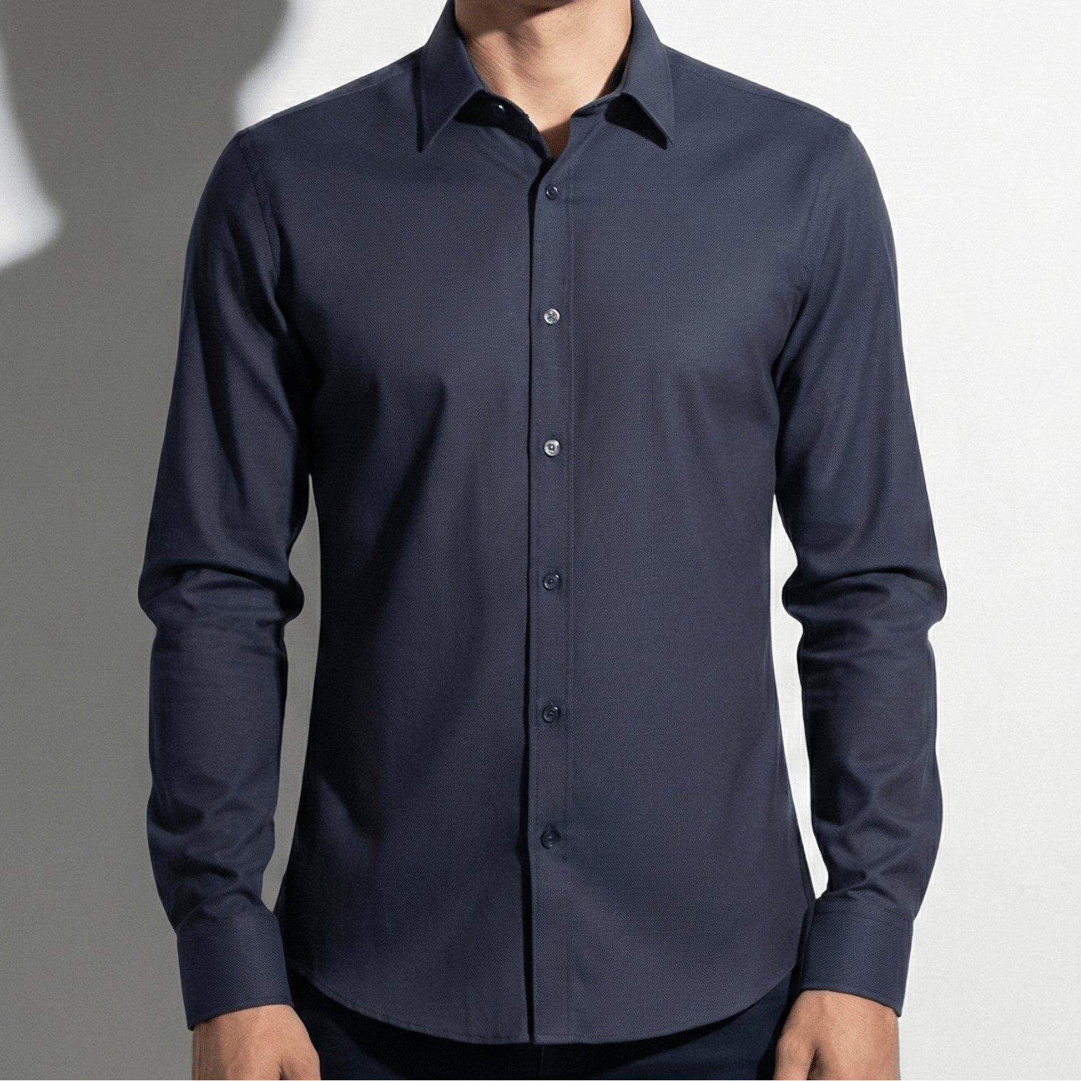 Thomas - Men's Tailored Fit and Comfortable Buttoned Shirt - Men Shirts - Dark Blue - Jones & Smith