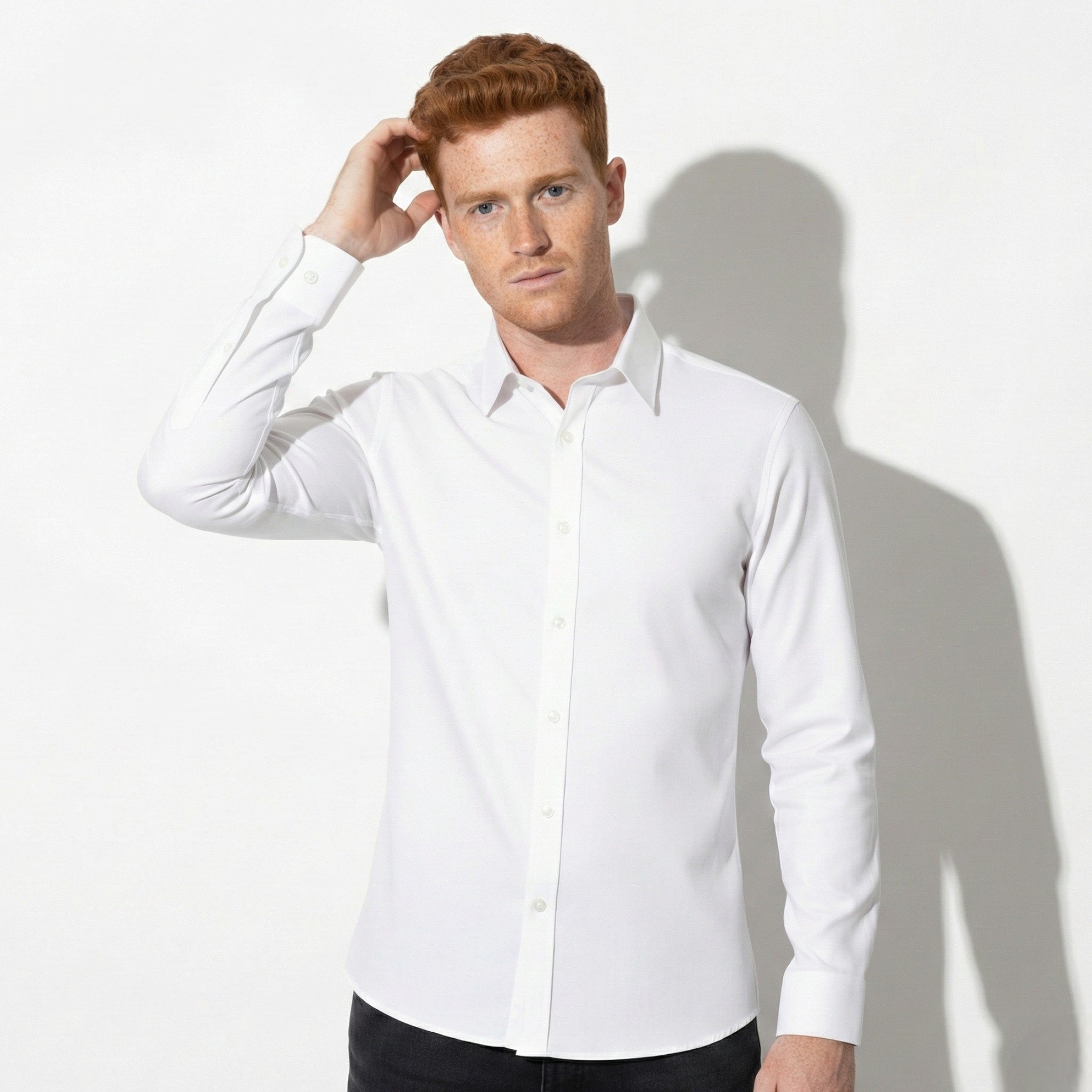 Thomas - Men's Tailored Fit and Comfortable Buttoned Shirt - Men Shirts - White - Jones & Smith
