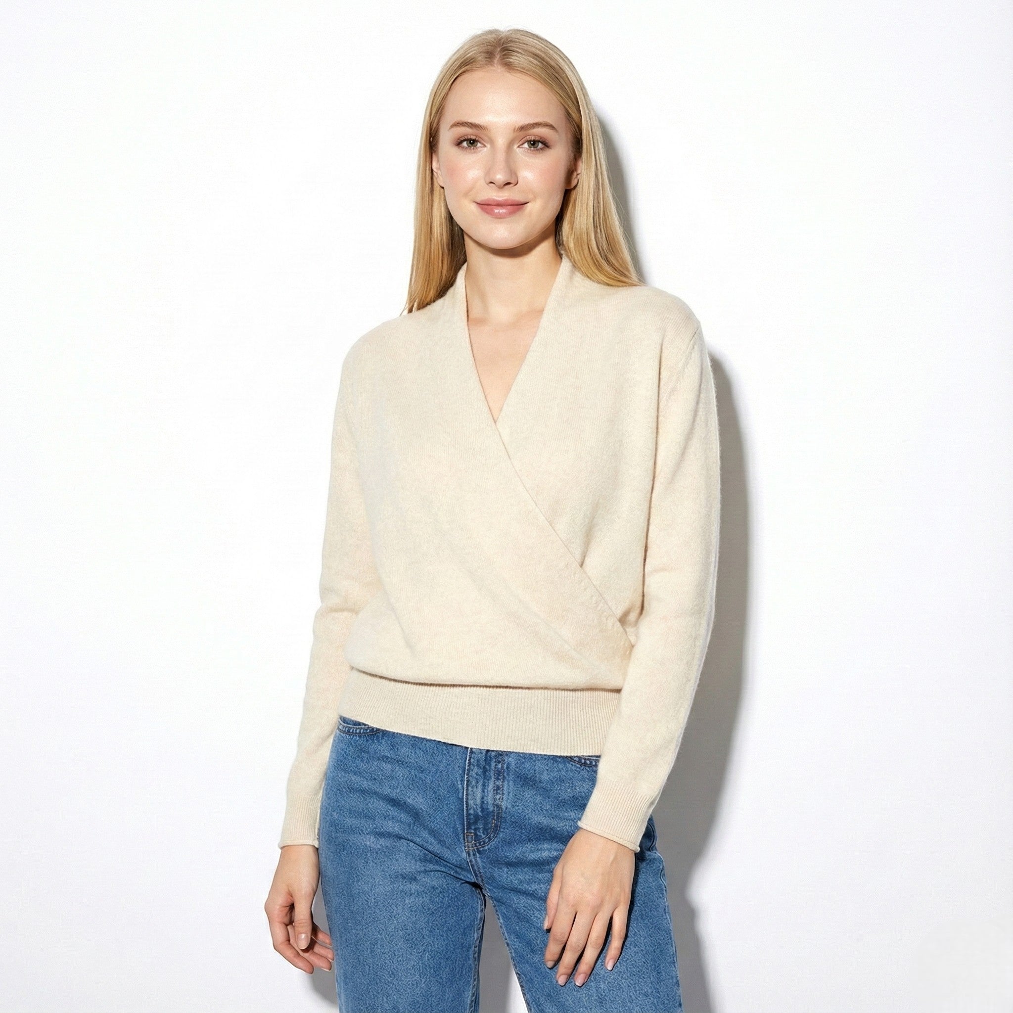 Yelina – Women's Wool Jumper - Sweater - Cream White - Jones & Smith
